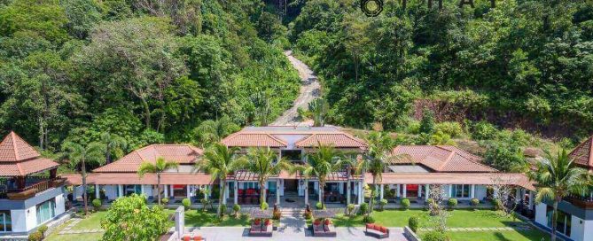8-bedroom sea view pool villa estate near Kalim Beach, Phuket PNSV-KAL-215 exterior shot with mountain backdrop