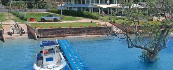 7-bedroom beachfront pool villa in Mai Khao, Phuket PNSV-MAI-233 exterior shot with boat ramp and mooring