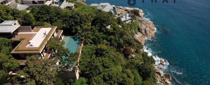 5-bedroom oceanfront pool villa on Kamala Headland, Phuket PNSV-KAM-1392 aerial hillside shot