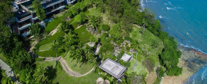 10-bedroom beachfront pool villa in Cape Yamu, Phuket PNSV-YAM-1375 aerial hillside shot