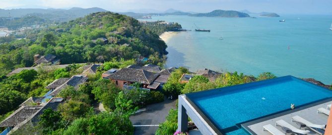 Sea-view villas and infinity pool overlooking Cape Panwa in Phuket