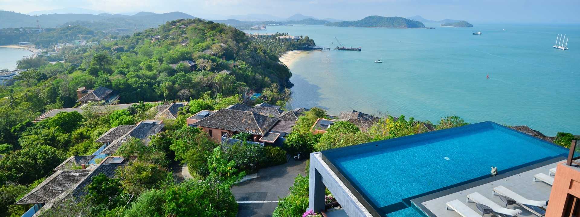 Sea-view villas and infinity pool overlooking Cape Panwa in Phuket