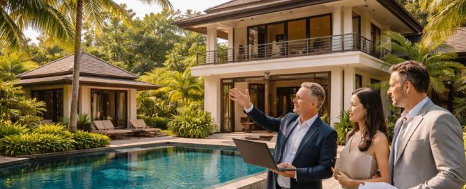 Investment professionals reviewing a residential property development in Phuket