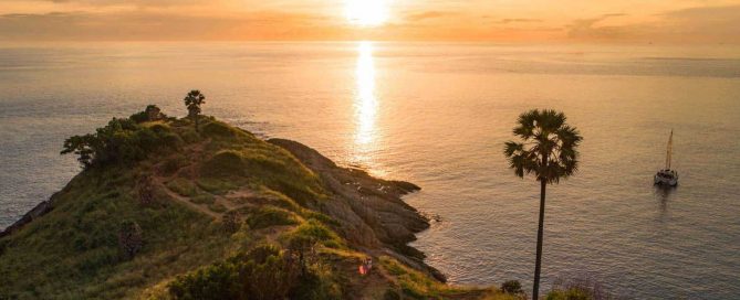Sunset view over Promthep Cape and the Andaman Sea in Phuket
