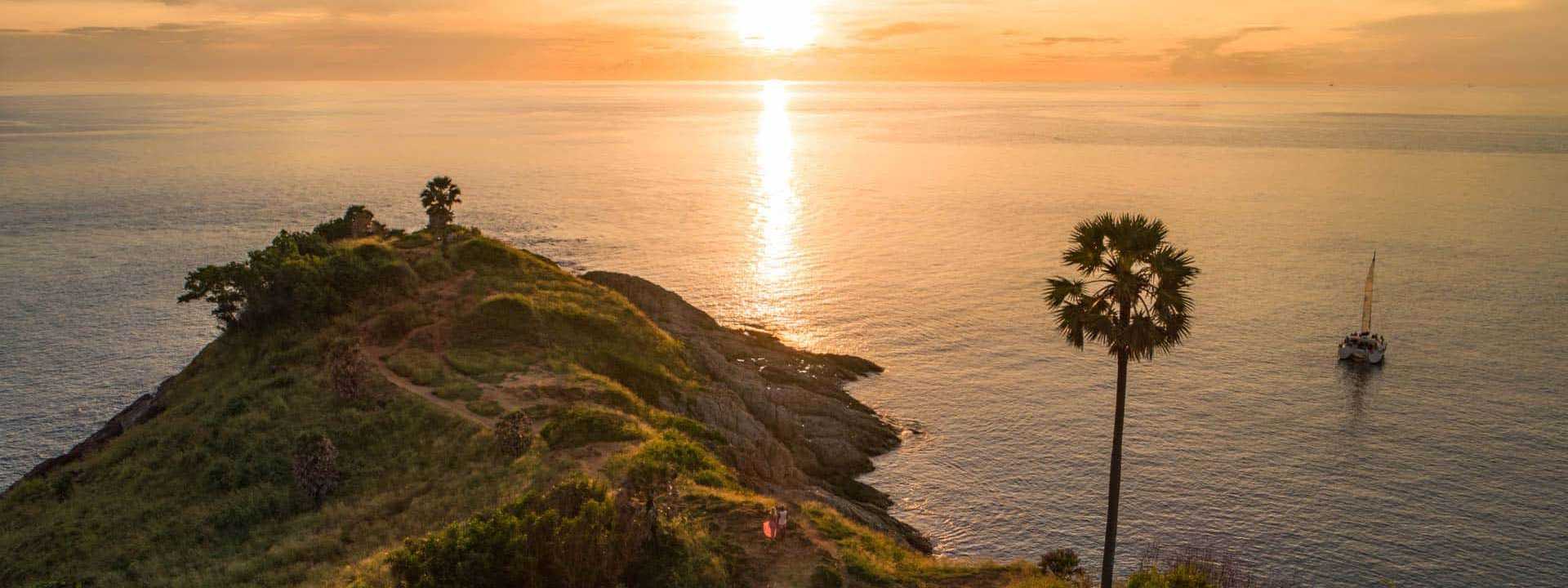 Sunset view over Promthep Cape and the Andaman Sea in Phuket