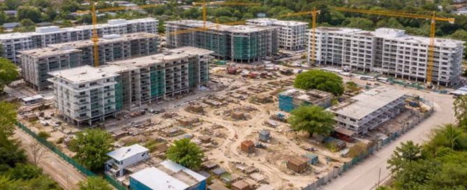 Aerial view of a modern property development in Phuket surrounded by greenery