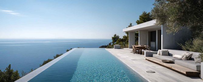 Modern seafront villa with an infinity pool overlooking the ocean