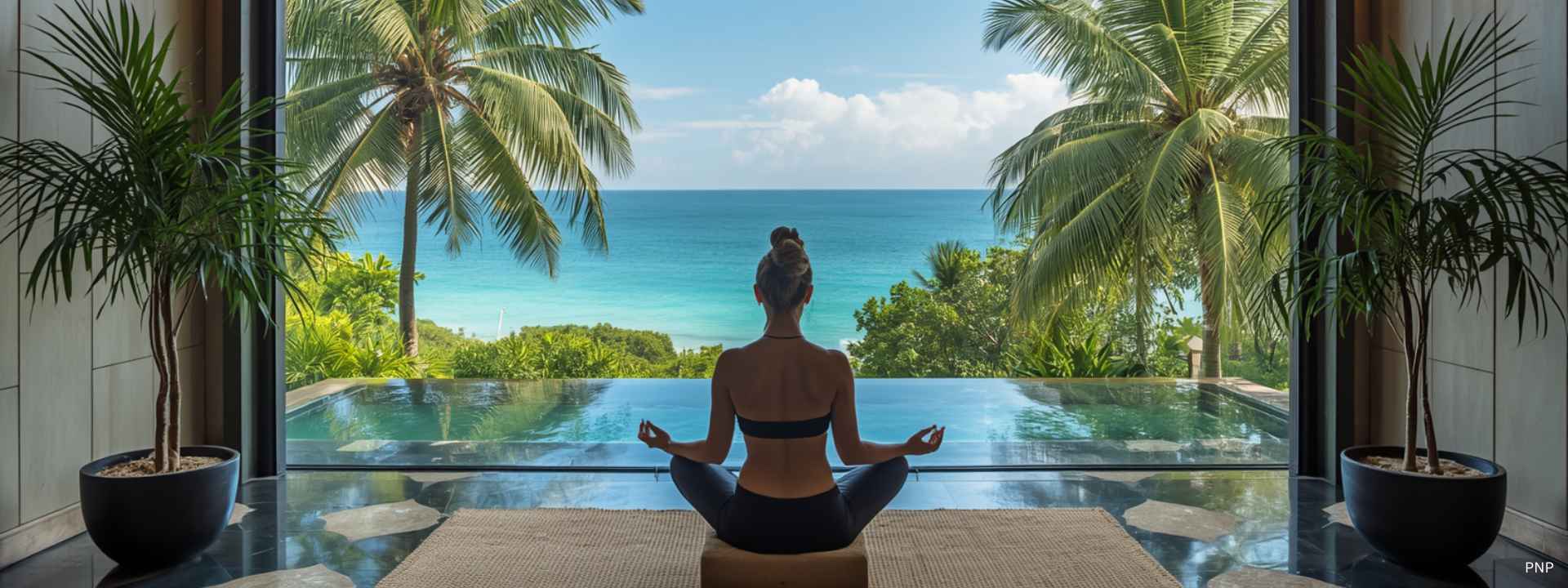 Person meditating in a luxury wellness retreat overlooking the Andaman Sea in Phuket, illustrating why Phuket has become one of Asia's leading wellness destinations.